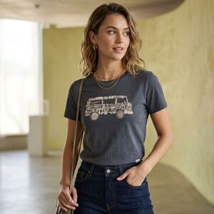 Black Diamond Womens XS Charcoal Gray Camper Van Graphic T-Shirt Extra Small